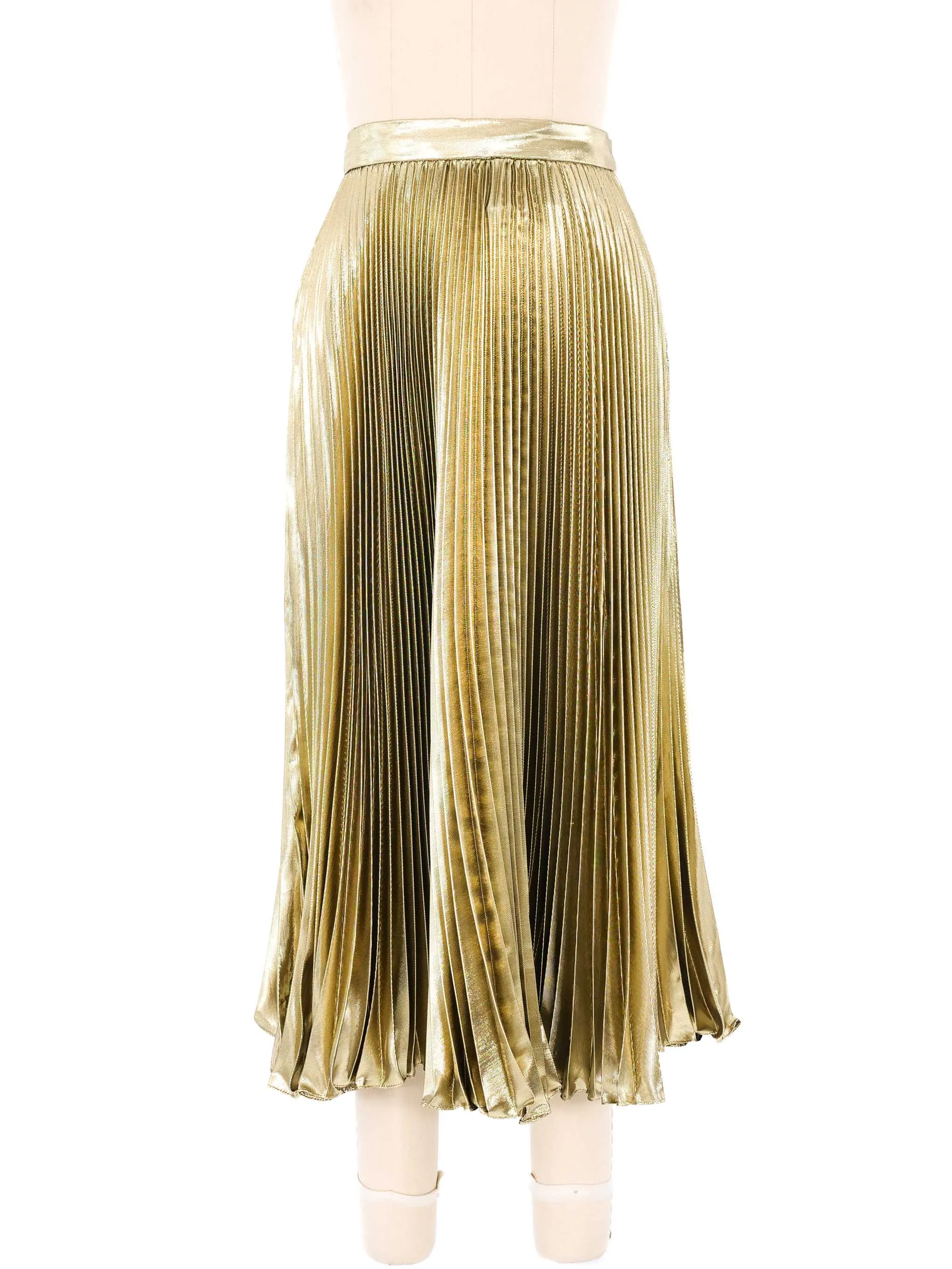 Accordion Pleated Gold Lame Skirt
