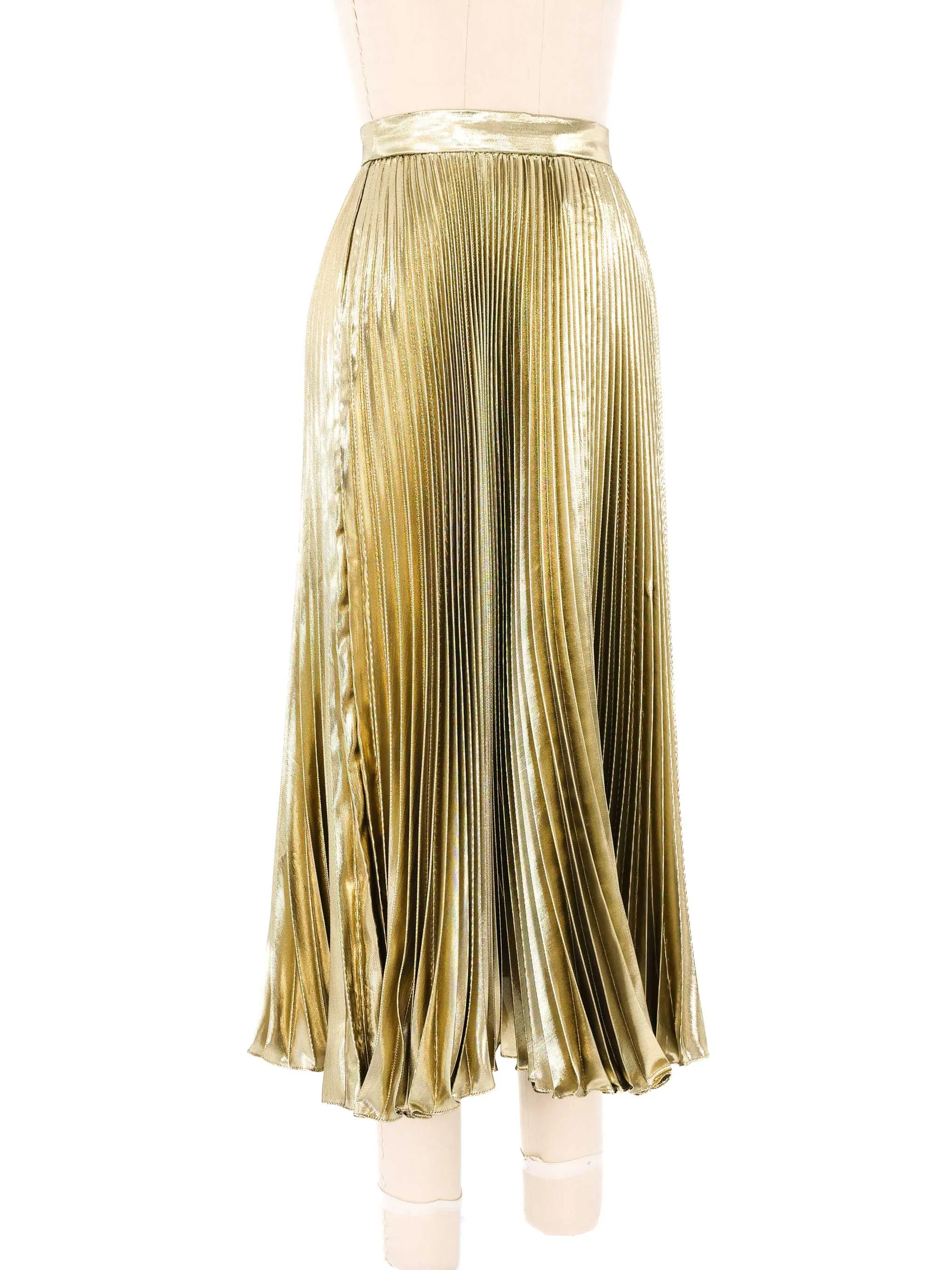 Accordion Pleated Gold Lame Skirt