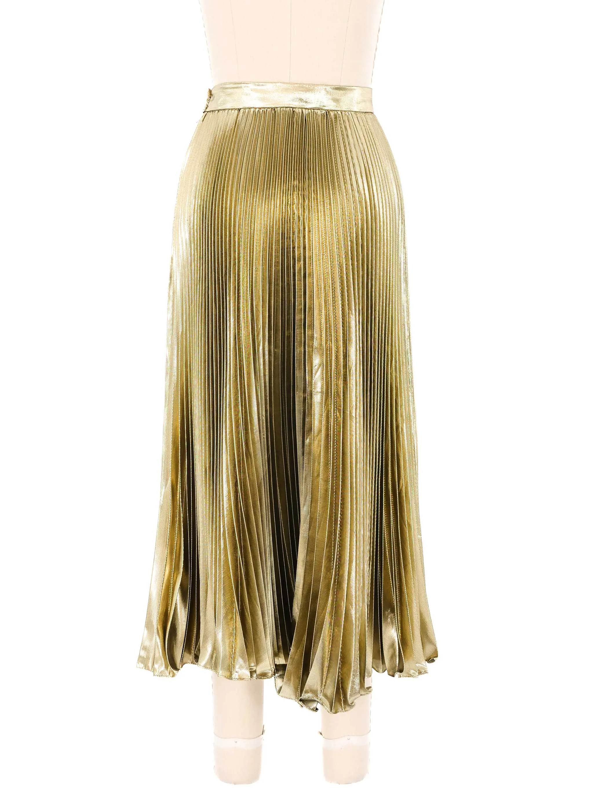 Accordion Pleated Gold Lame Skirt