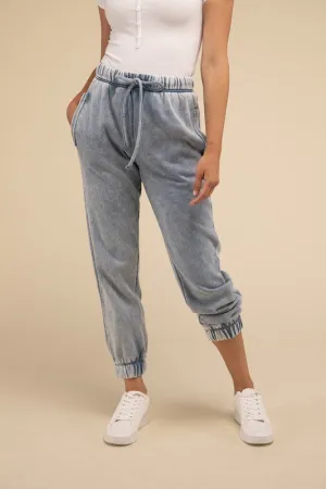 Acid Wash Fleece Sweatpants with Pockets • More Colors