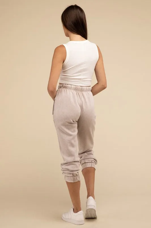Acid Wash Fleece Sweatpants with Pockets • More Colors