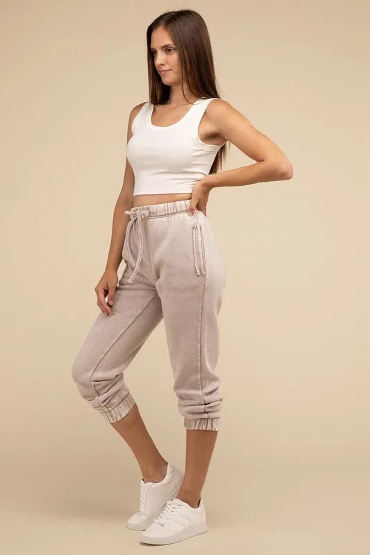 Acid Wash Fleece Sweatpants with Pockets • More Colors