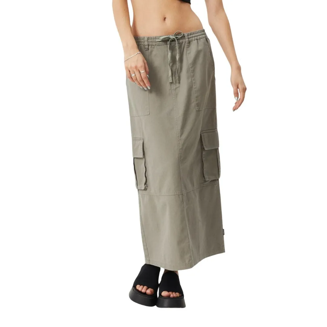 Afends Womens Tasman Organic Cargo Maxi Dress - Olive