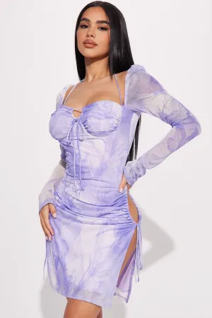 Afternoon Delight Mesh Mini Dress - Lavender/combo
