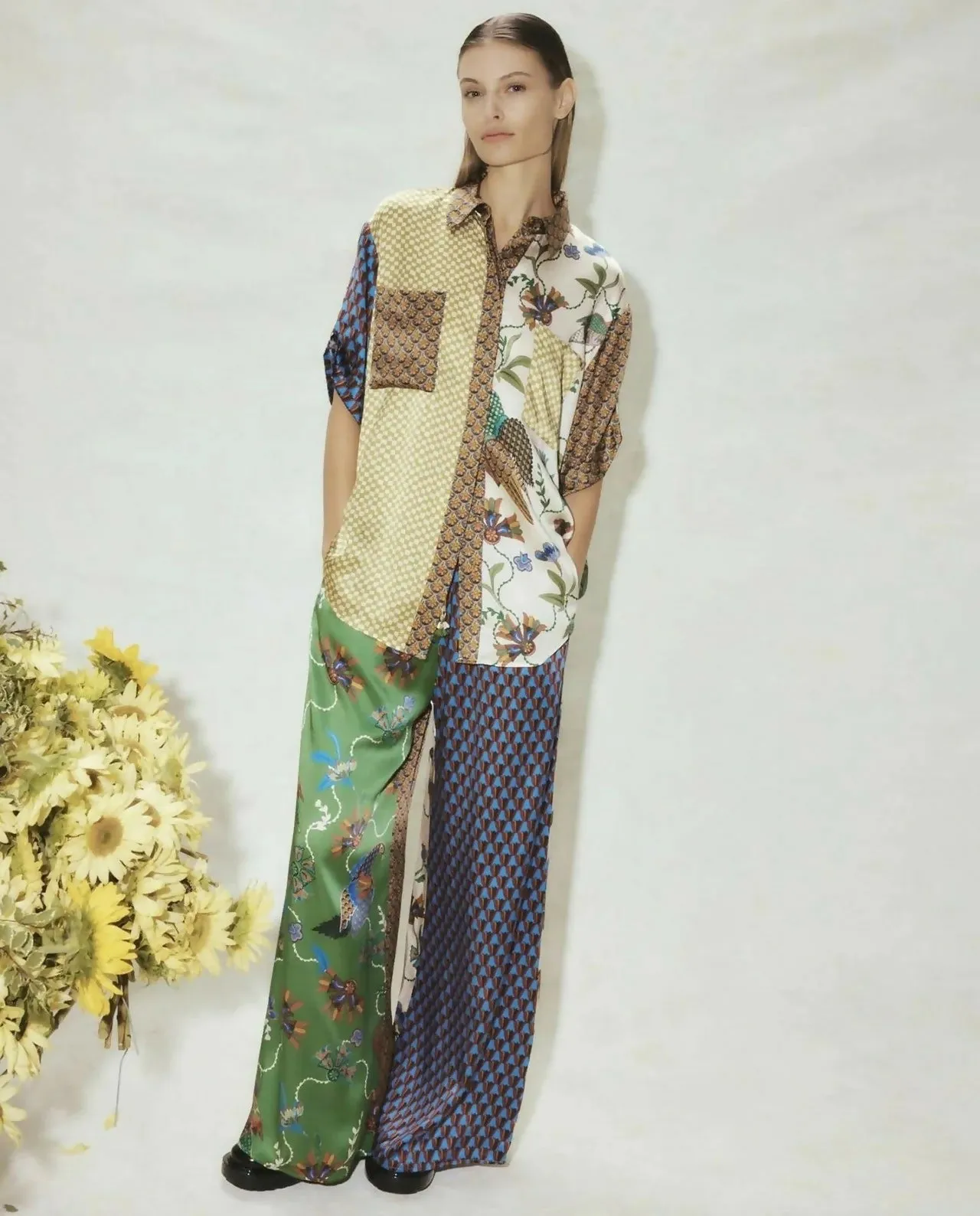 Alemais Birdie Spliced Shirt and Pant Set Multi Size 12