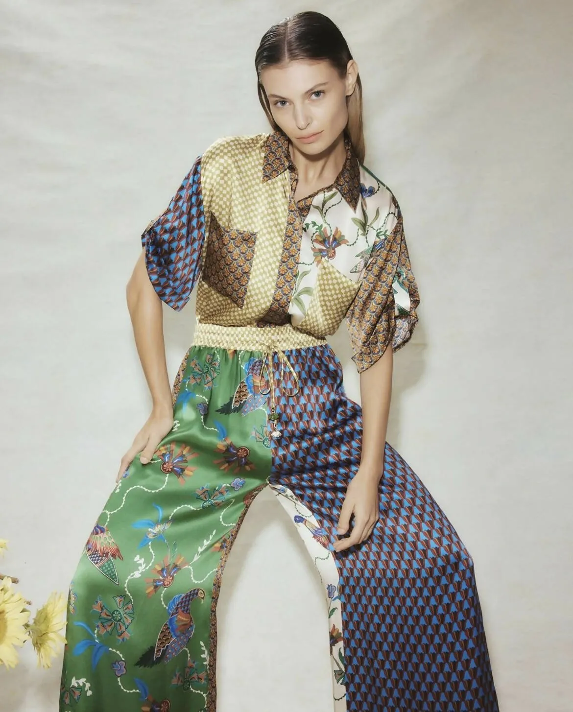 Alemais Birdie Spliced Top And Pants Set