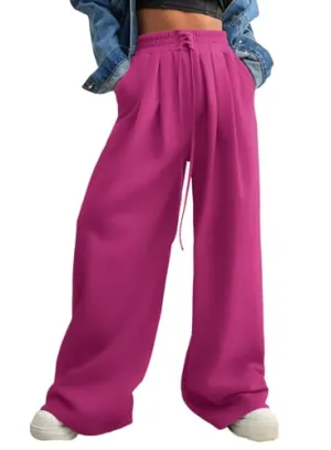 Aleumdr Womens Wide Leg Joggers 2024 Fall Trendy Baggy Pants Y2K Elastic Waist Jogger Sweatpants Track Pants Beige Medium