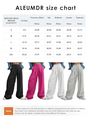 Aleumdr Womens Wide Leg Joggers 2024 Fall Trendy Baggy Pants Y2K Elastic Waist Jogger Sweatpants Track Pants Beige Medium
