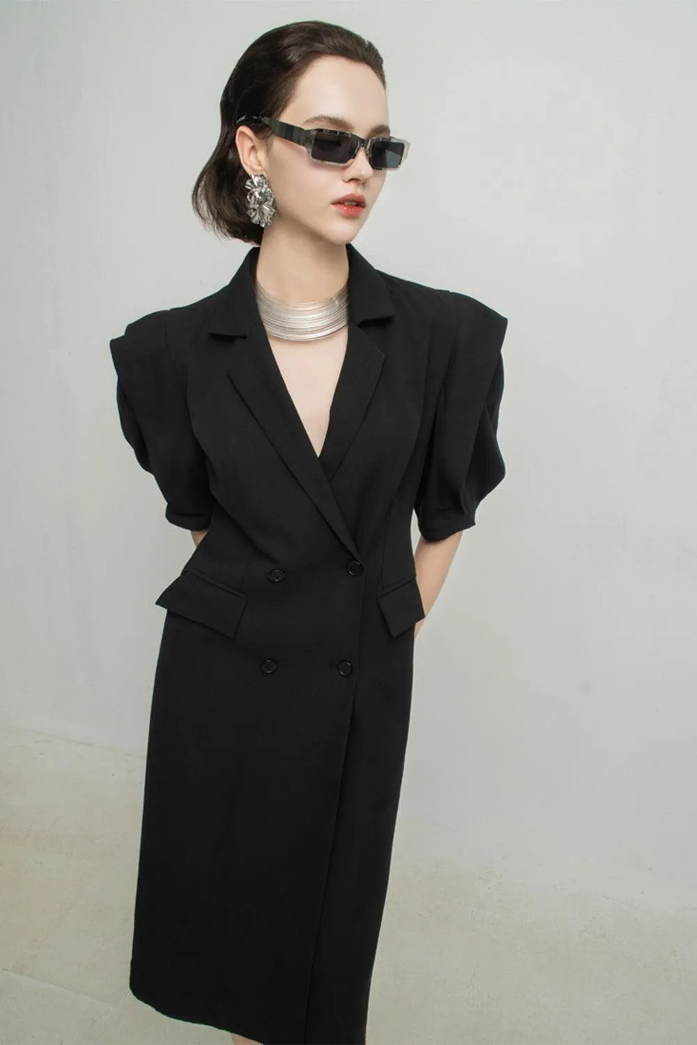 Alexis Sheath Double Breasted Polyester Knee-length Dress