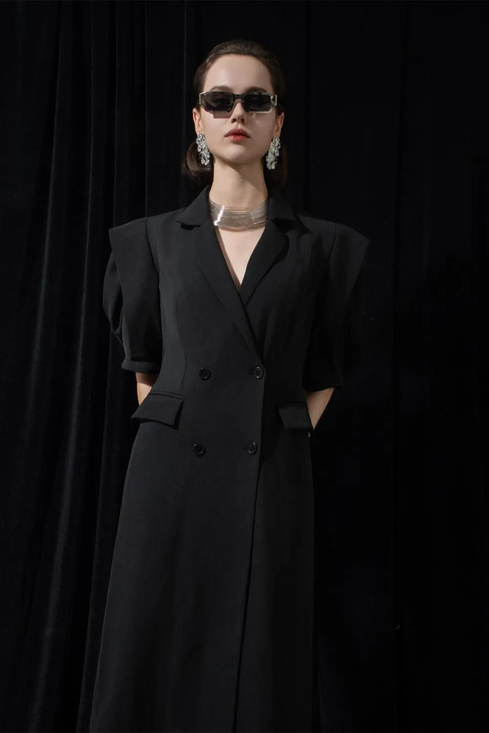 Alexis Sheath Double Breasted Polyester Knee-length Dress