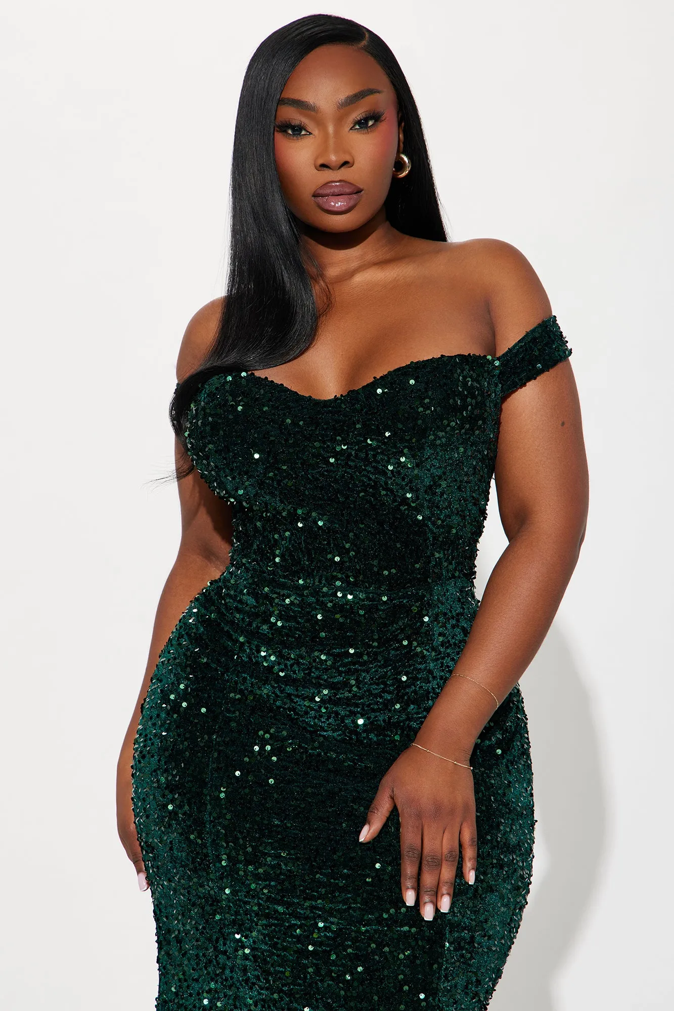 Alora Sequin Maxi Gown - Hunter