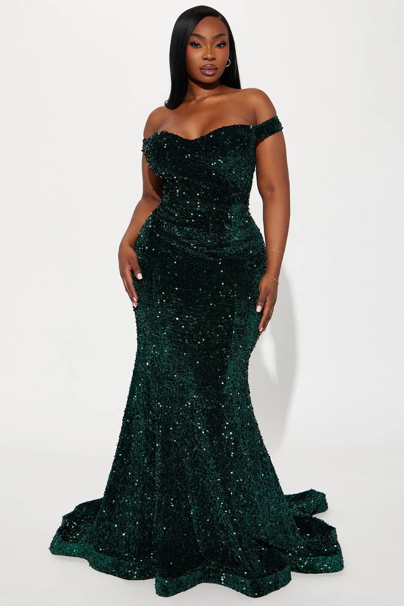 Alora Sequin Maxi Gown - Hunter