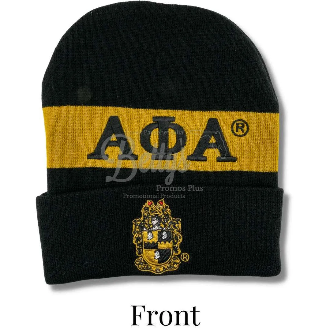 Alpha Phi Alpha ΑΦΑ 1906 Embroidered Shield Knit Crest Beanie