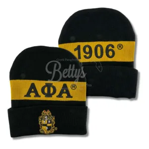 Alpha Phi Alpha ΑΦΑ 1906 Embroidered Shield Knit Crest Beanie