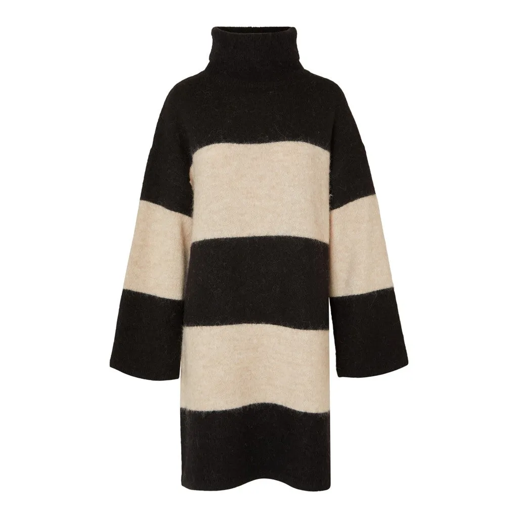 Alva LS Knit High Neck Dress - Black Birch