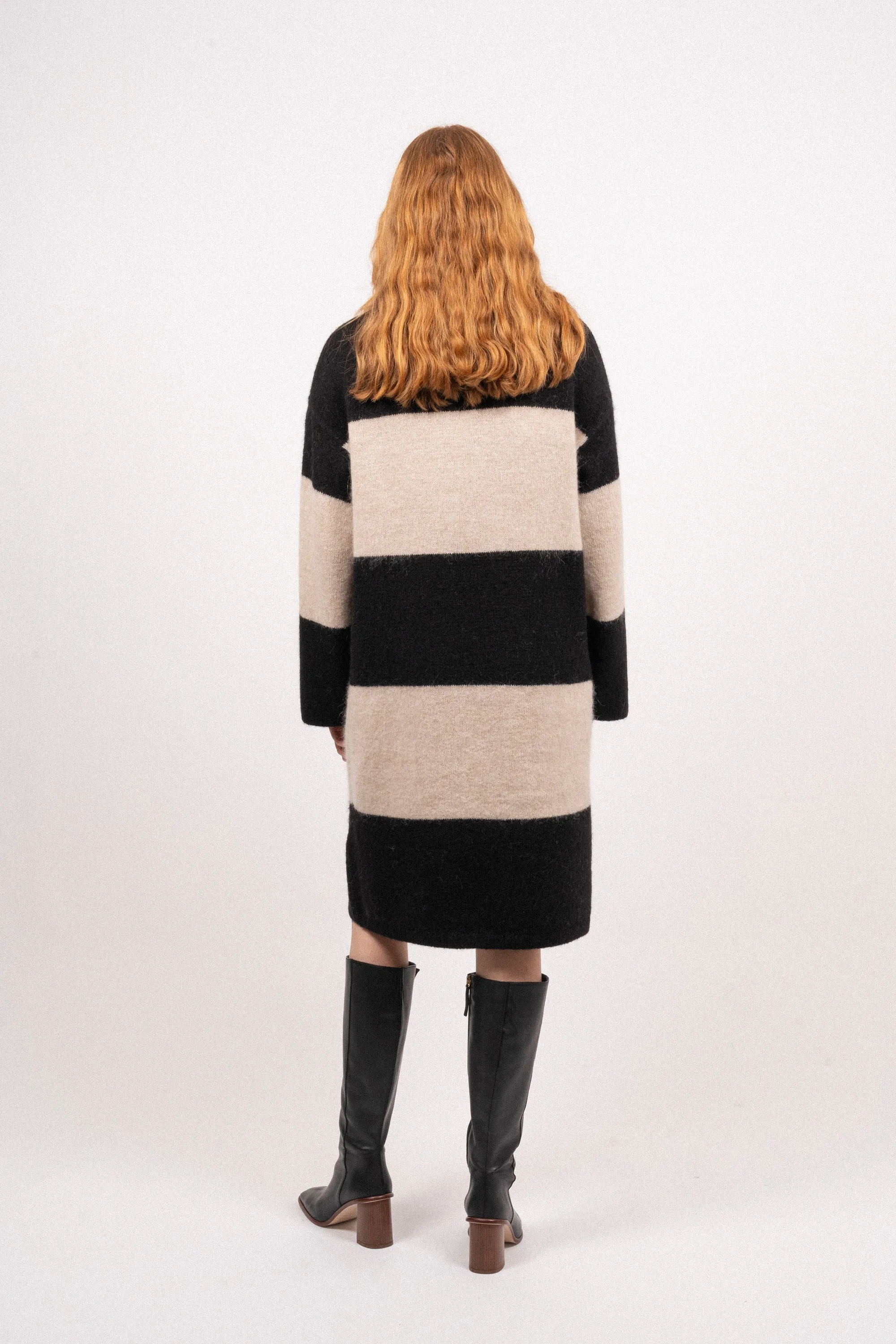 Alva LS Knit High Neck Dress - Black Birch