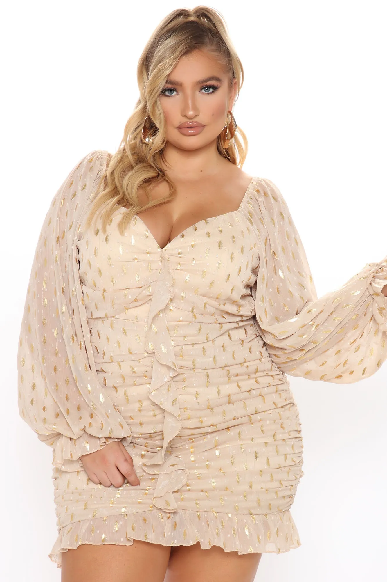 Always Chasing Ruched Mini Dress - Taupe