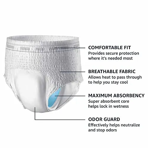 Amazon Basics Incontinence Underwear for Men, Maximum Absorbency, 2X-Large, 42 Count, 3 Packs of 14 (Previously Solimo)
