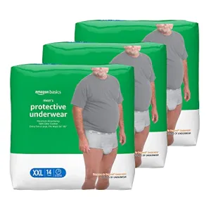Amazon Basics Incontinence Underwear for Men, Maximum Absorbency, 2X-Large, 42 Count, 3 Packs of 14 (Previously Solimo)