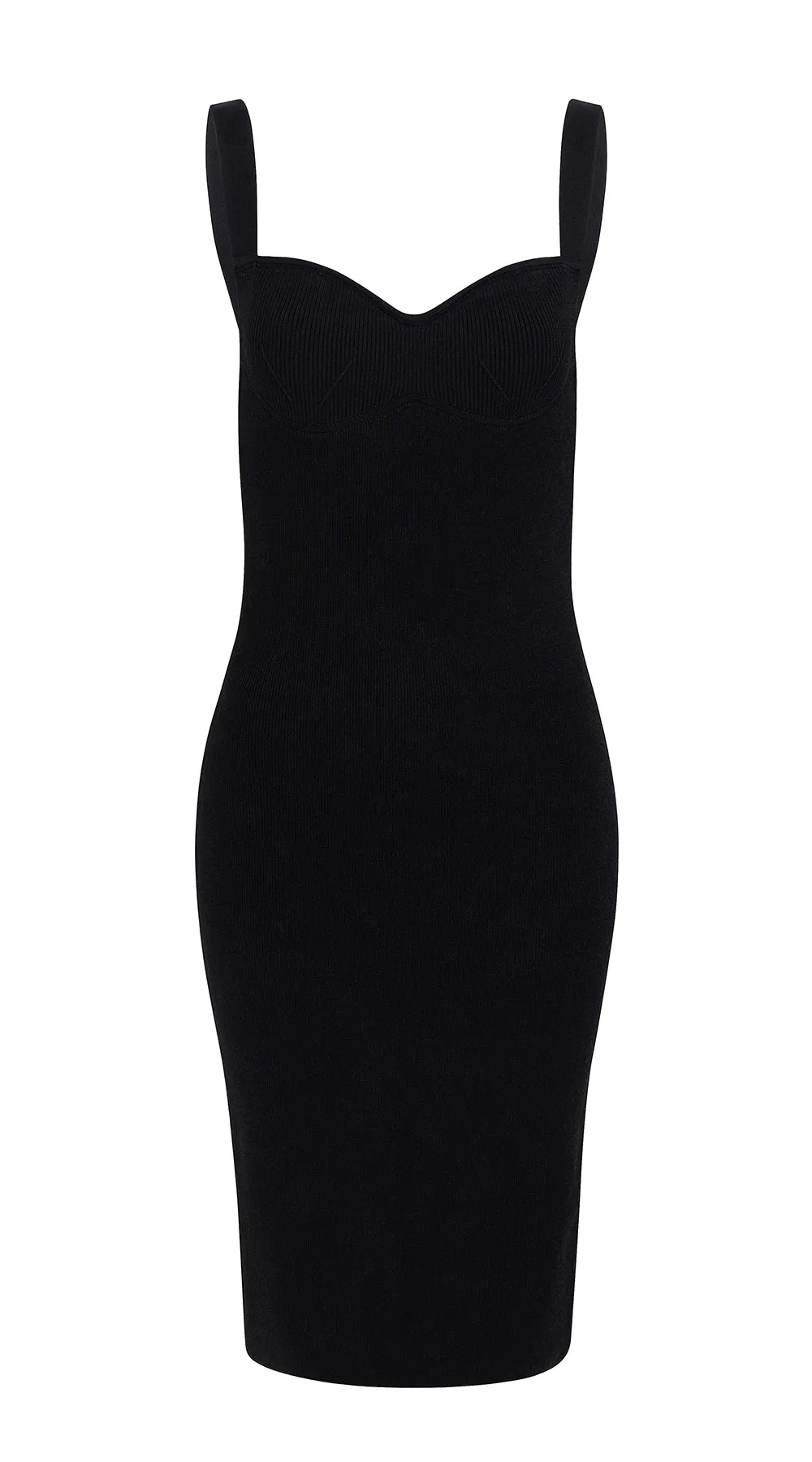 AMBER sweetheart neckline midi dress - black