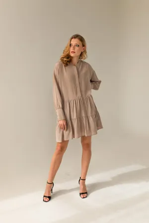 Anais Silk Dress Taupe