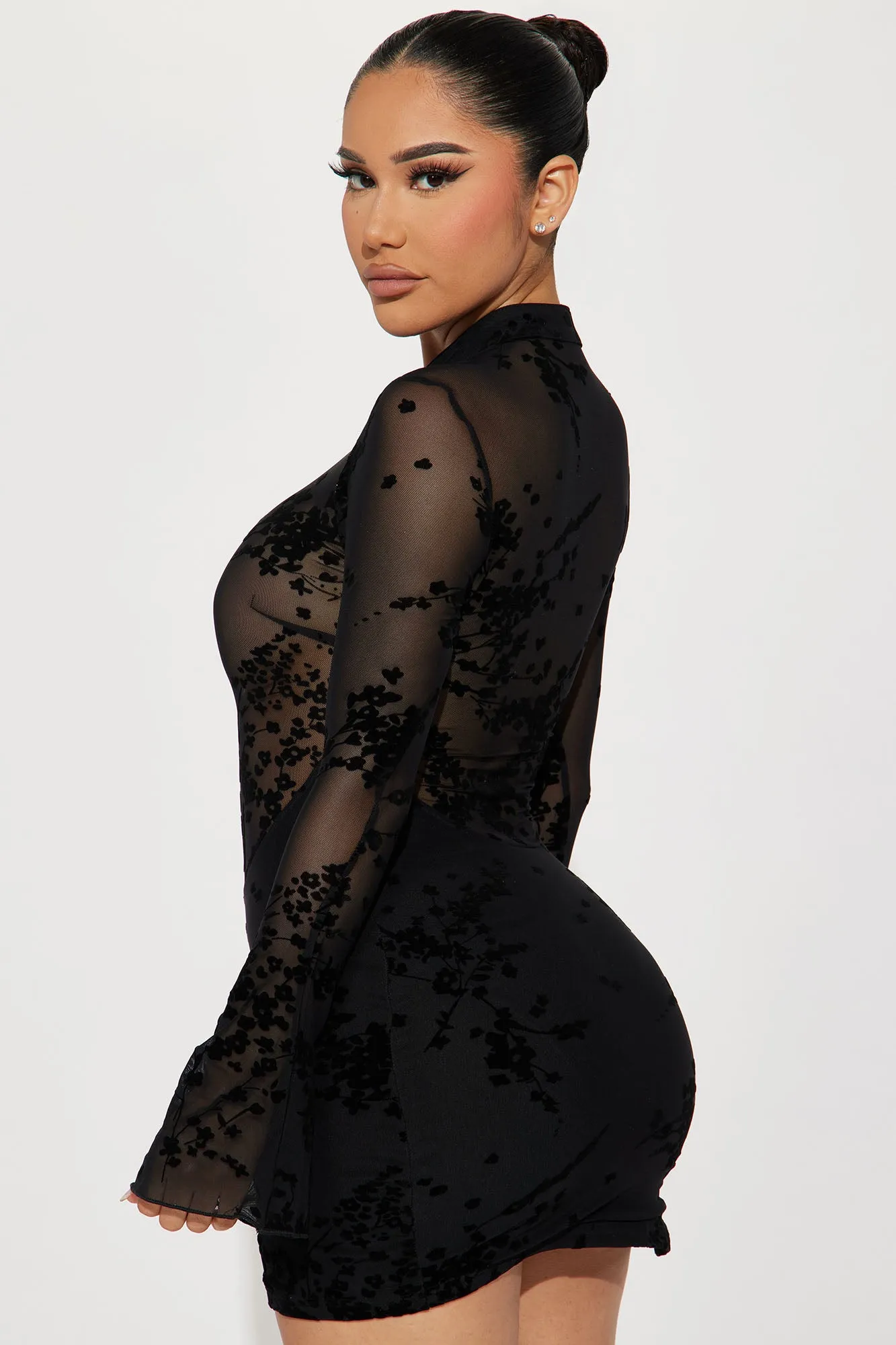 Anastasia Mesh Mini Dress - Black