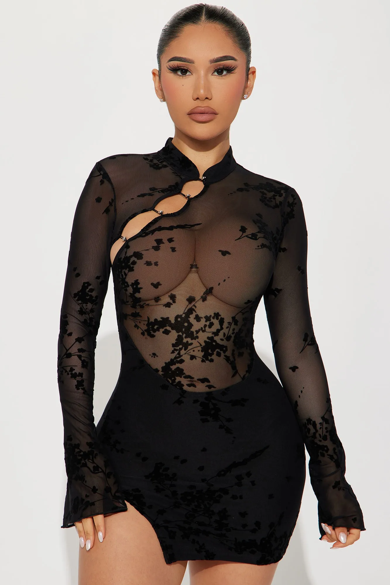 Anastasia Mesh Mini Dress - Black