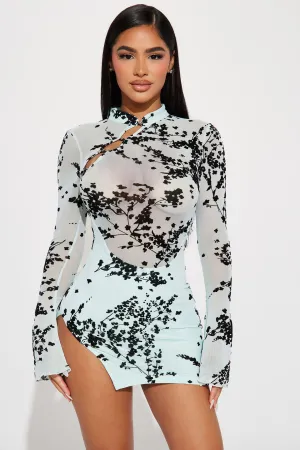 Anastasia Mesh Mini Dress - Blue