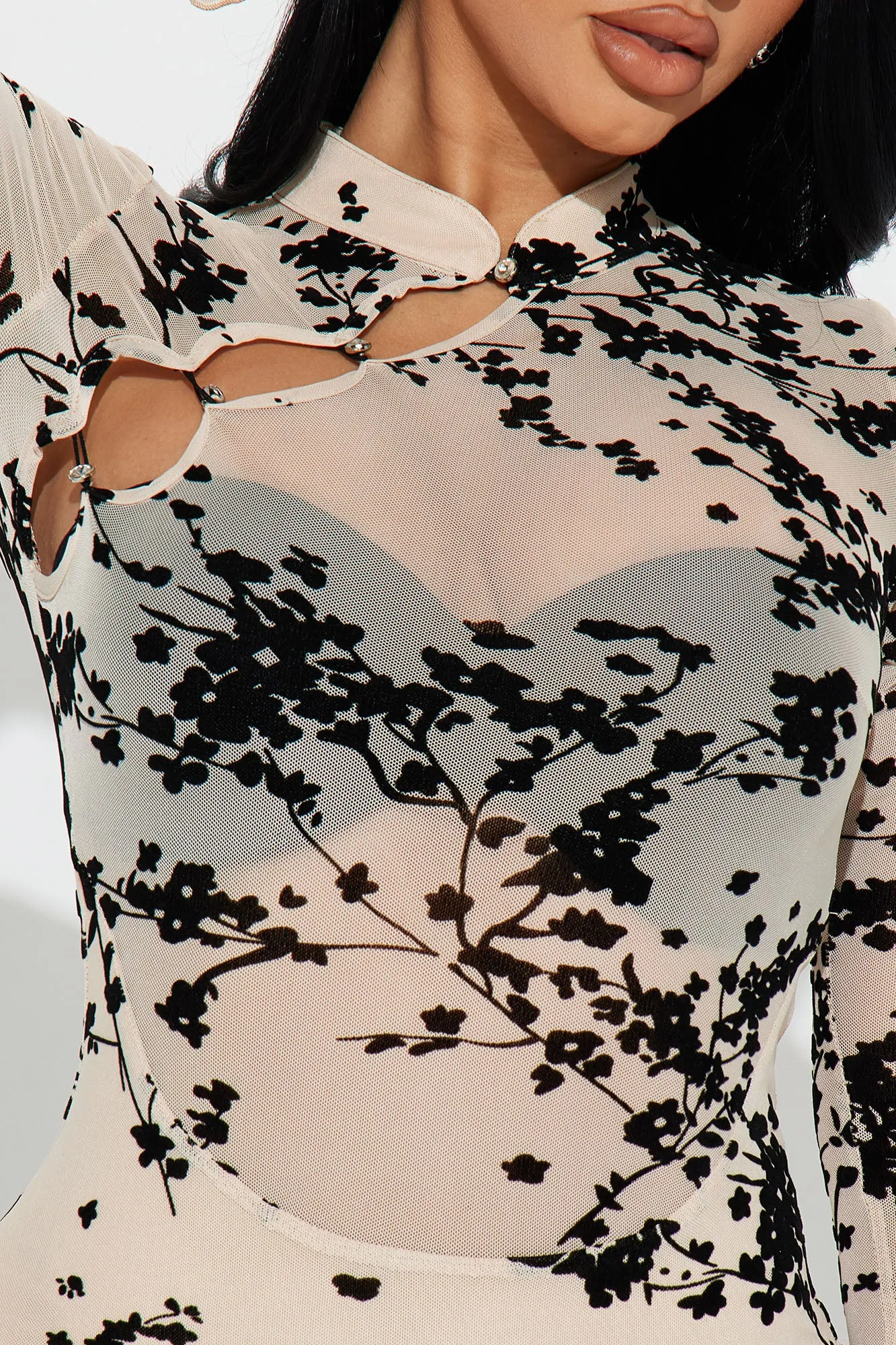 Anastasia Mesh Mini Dress - Taupe