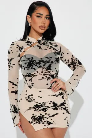 Anastasia Mesh Mini Dress - Taupe