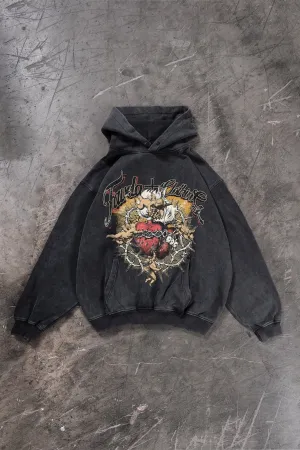 ANGEL HEART BLACK WASHED HOODIE