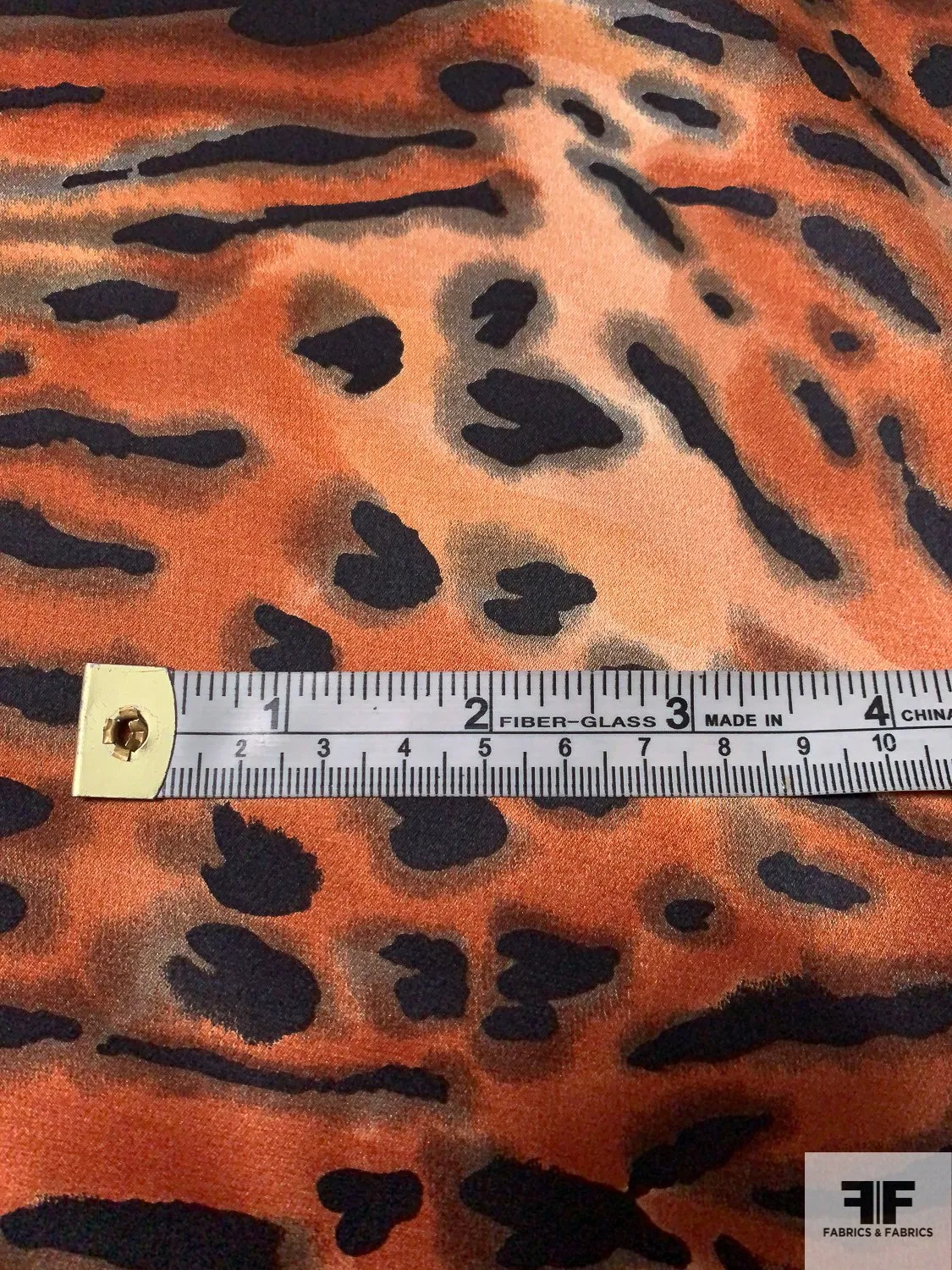 Animal Pattern Printed Silk Charmeuse - Fiery Brown / Black / Taupe