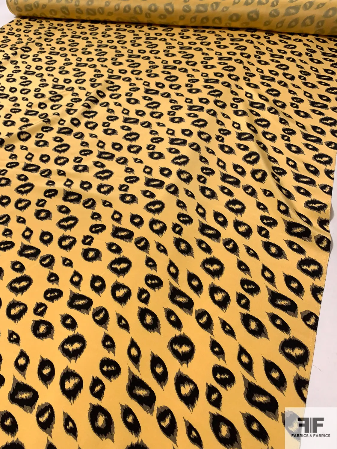 Animal Pattern Printed Silk Crepe - Summer Daffodil Yellow / Black / Taupe