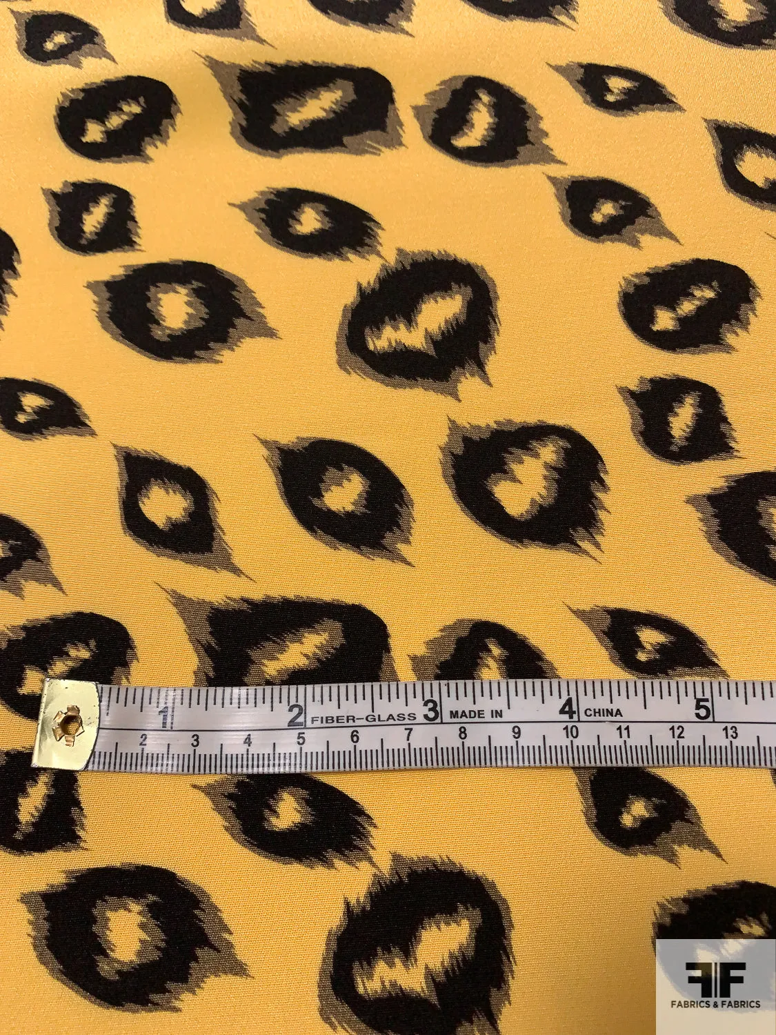 Animal Pattern Printed Silk Crepe - Summer Daffodil Yellow / Black / Taupe