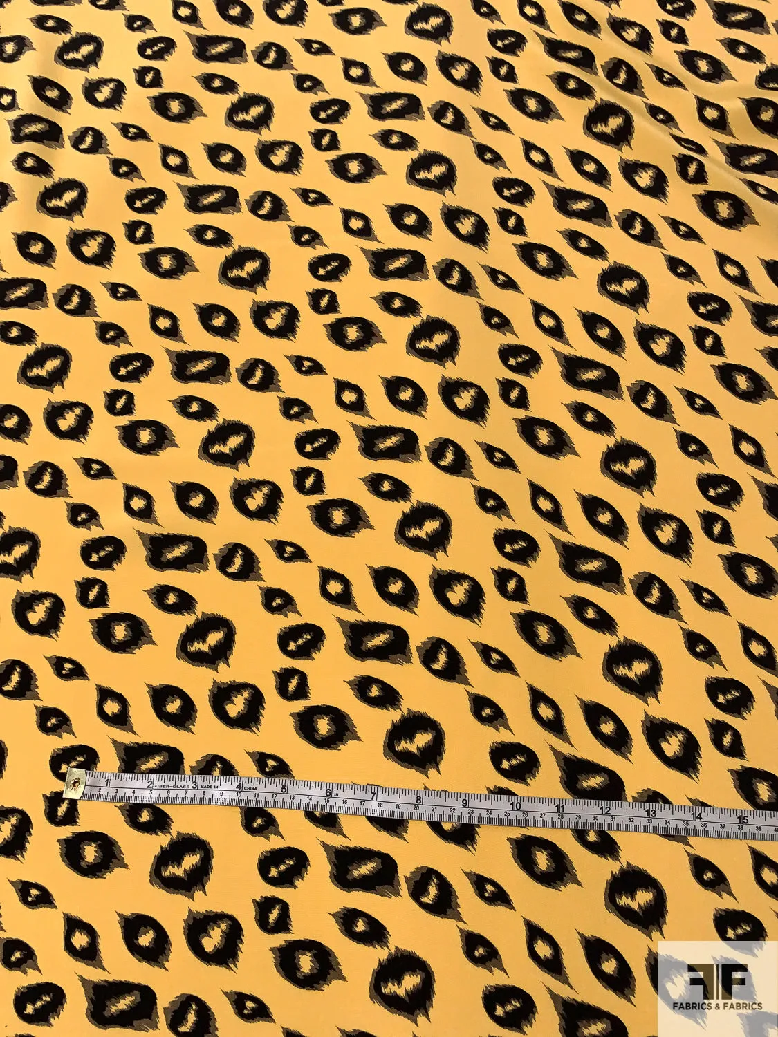 Animal Pattern Printed Silk Crepe - Summer Daffodil Yellow / Black / Taupe