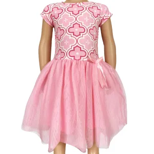 Annloren Girls Dress Pink Tulle & Pink Arabesque Easter Party Dress