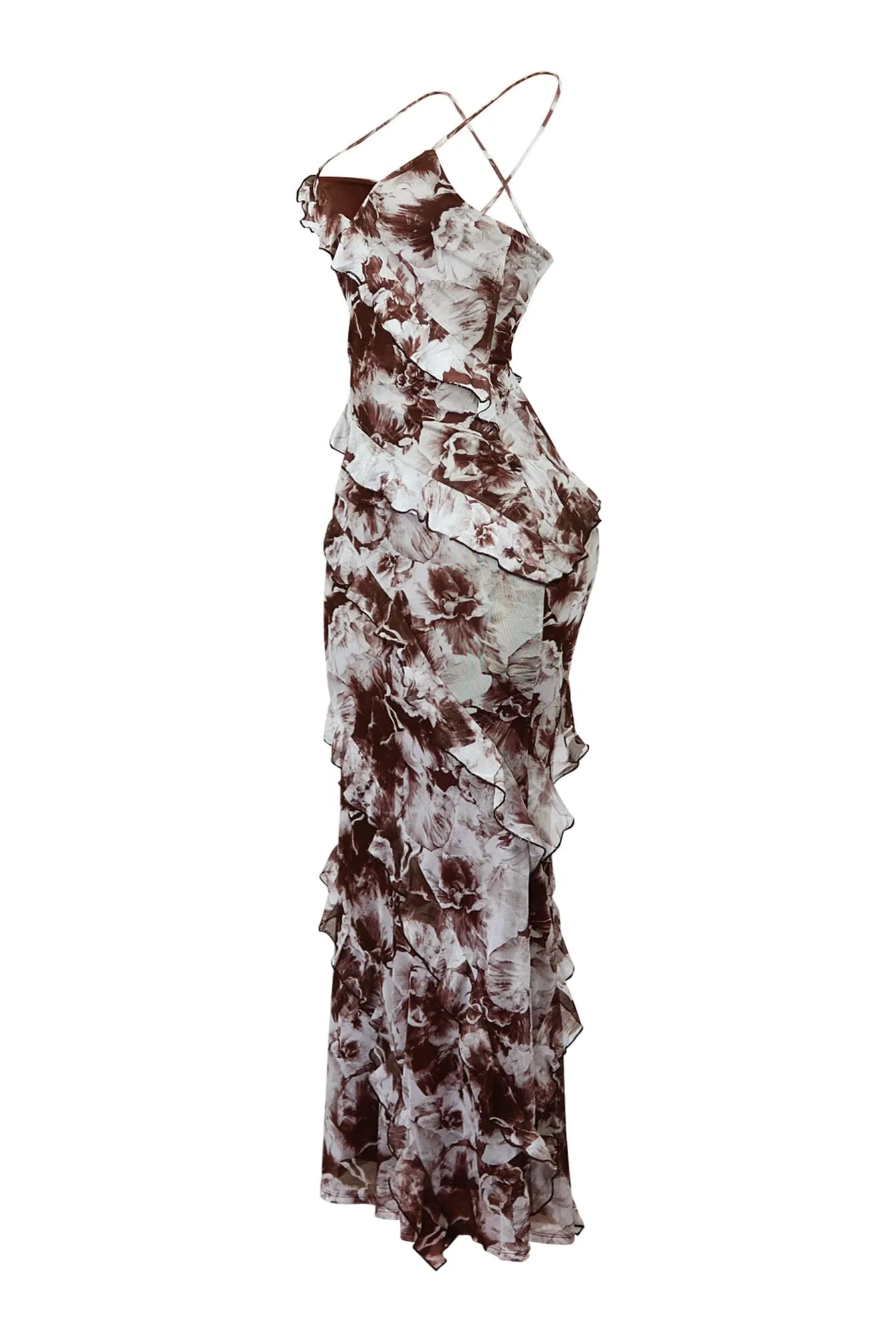 Another Level Mesh Ruffle Maxi Dress