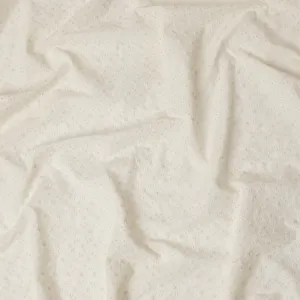 Antique White Cotton Voile Fabric with Floral Embroidery, 110 cm Width-D20119