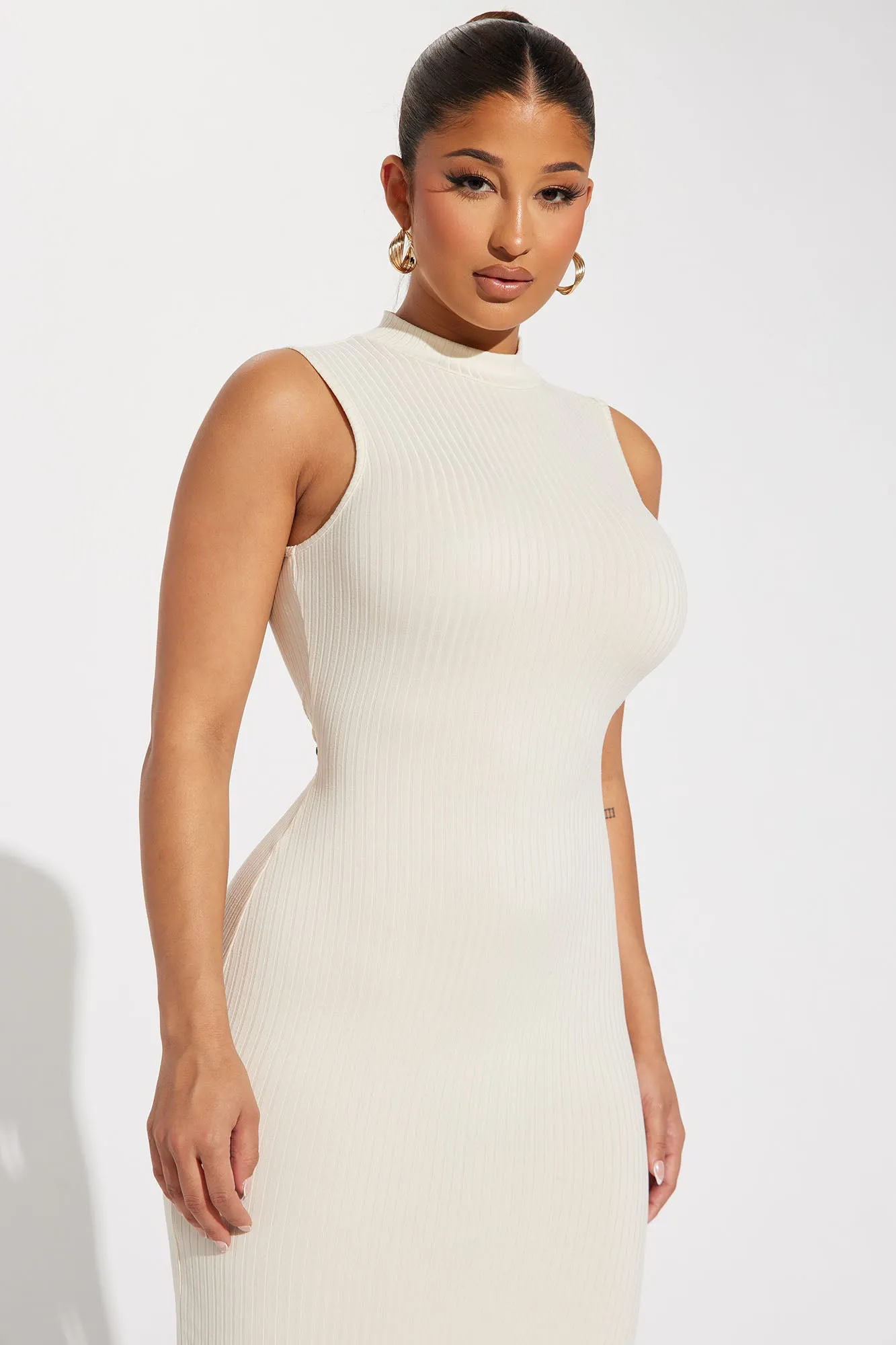 Ariella Ribbed Maxi Dress - Cream