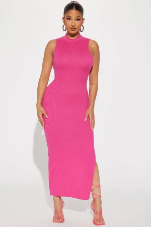 Ariella Ribbed Maxi Dress - Fuchsia