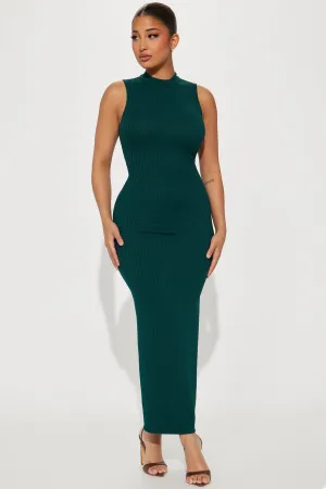 Ariella Ribbed Maxi Dress - Hunter