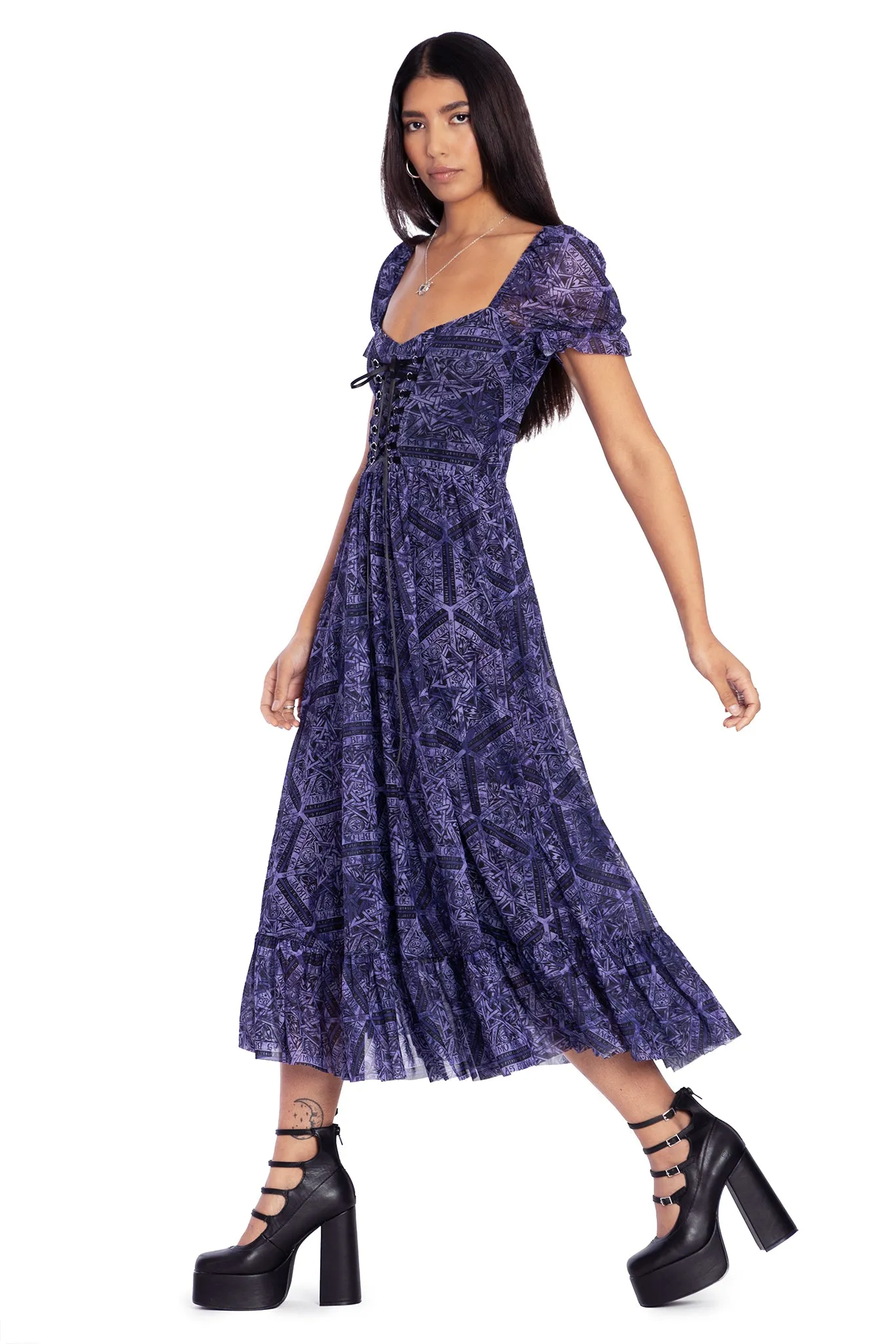 As Above So Below Sheer Corseted Midaxi Dress