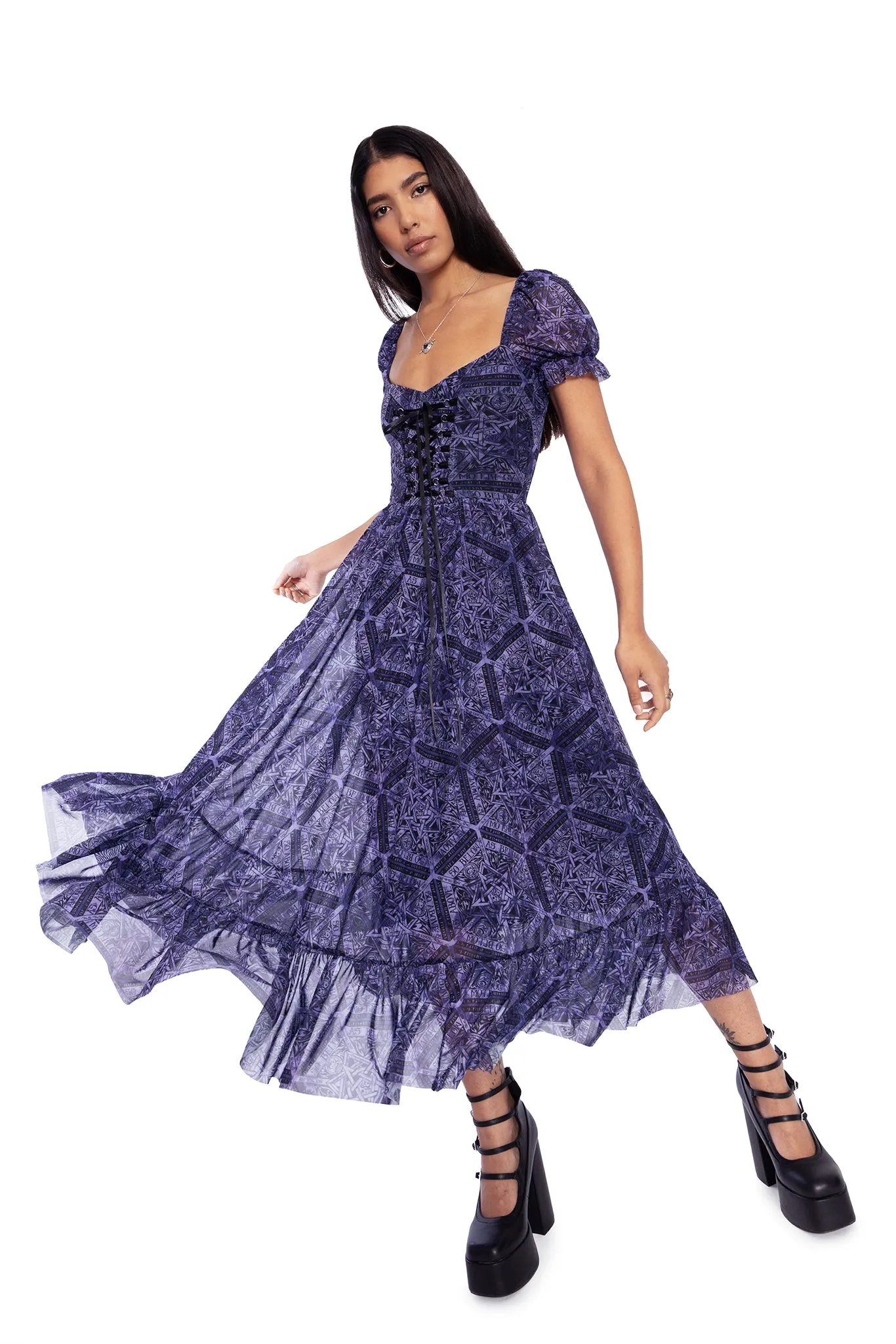 As Above So Below Sheer Corseted Midaxi Dress