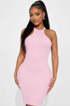 Ashley Ribbed Mini Dress - Pink