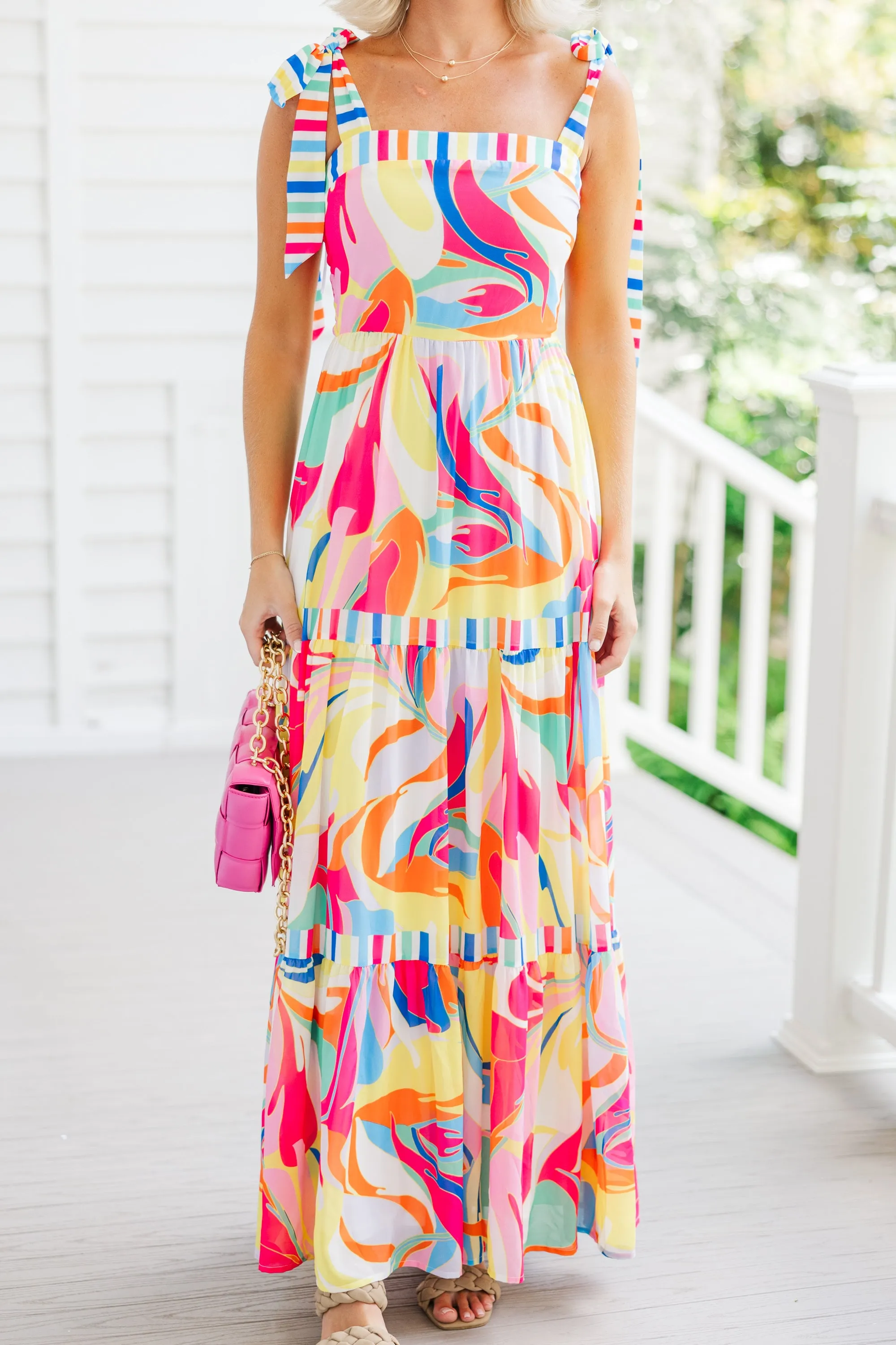 At This Point Pink Multi Abstract Maxi Dress