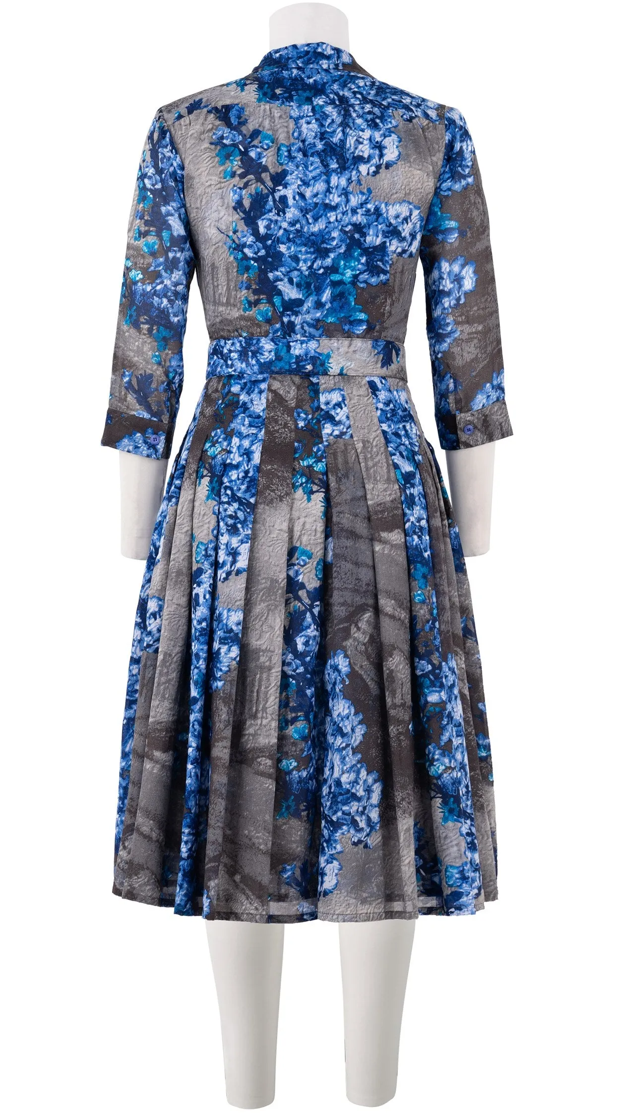 Audrey Dress #4 Shirt Collar 3/4 Sleeve Long Length Cotton Musola (Roman Dawn All Over)