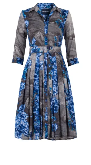 Audrey Dress #4 Shirt Collar 3/4 Sleeve Long Length Cotton Musola (Roman Dawn All Over)