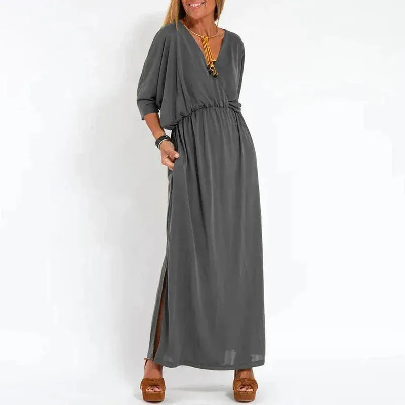AUDREY™ | HIGH WAIST SIDE SPLIT LONG VINTAGE DRESS