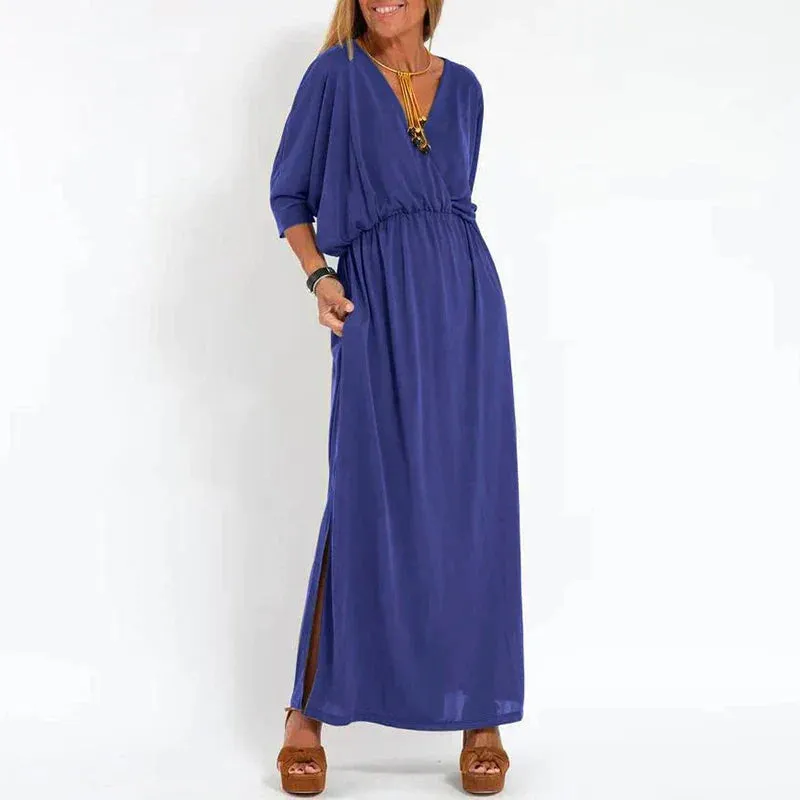 AUDREY™ | HIGH WAIST SIDE SPLIT LONG VINTAGE DRESS