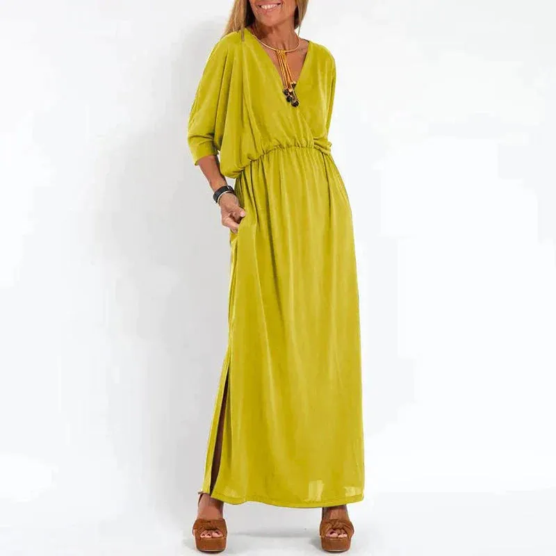 AUDREY™ | HIGH WAIST SIDE SPLIT LONG VINTAGE DRESS